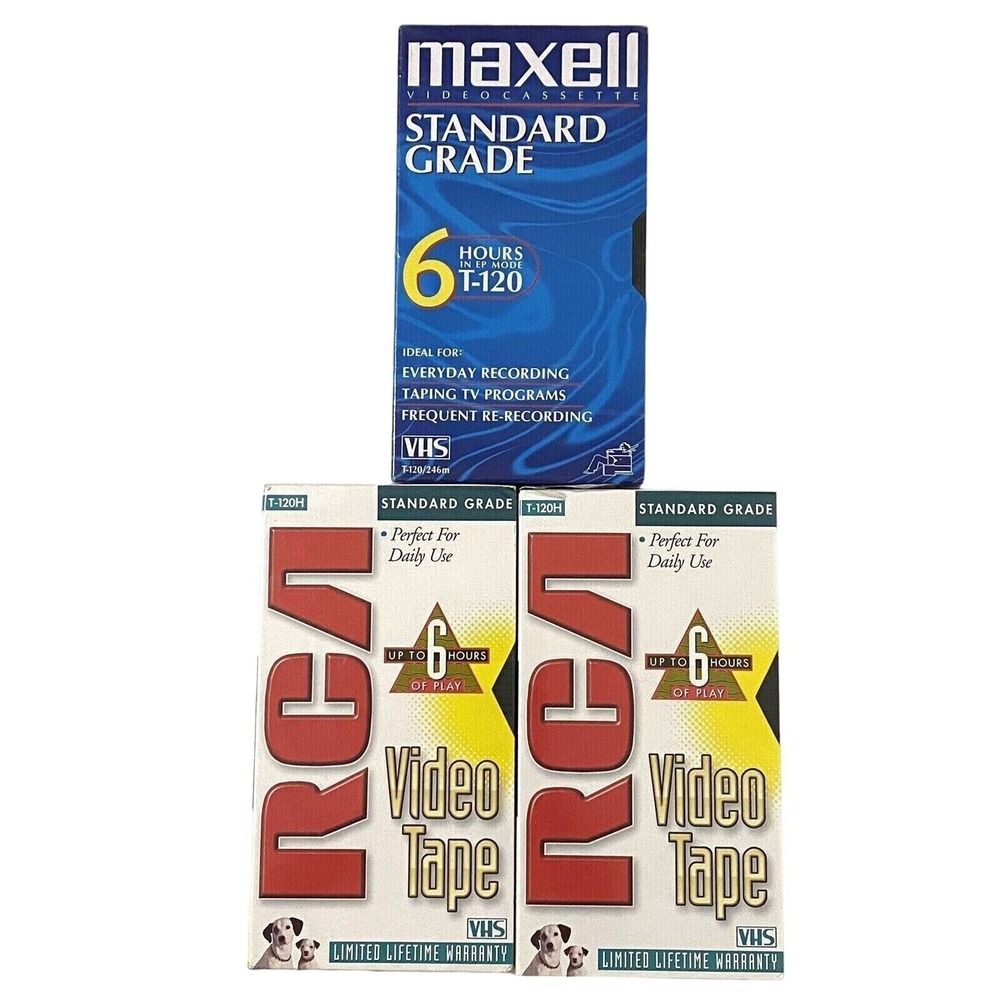 Maxell RCA‎ T-120 Blank VHS Tapes Lot of 3